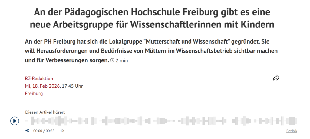 Badische Zeitung, Mutterschaft, Wissenschaft